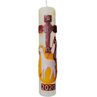 Altar candles decorated to match Paschal Candles