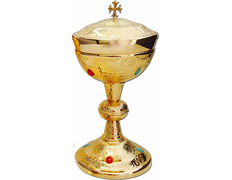 Add to Cart Ciborium with gold bath and embedded stones Ciborium with gold bath and embedded stones