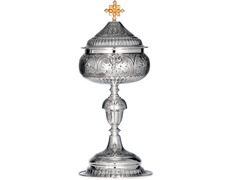 Add to Cart Silver ciborium with chiselled base, knot and cup Silver ciborium with chiselled base, knot and cup
