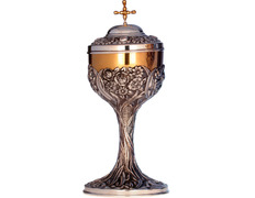 Add to Cart Silver ciborium with chiselled liturgical elements Silver ciborium with chiselled liturgical elements