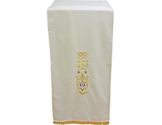 Add to Cart Lectern cloth with JHS and other white liturgical embroideries Lectern cloth with JHS and other white liturgical embroideries