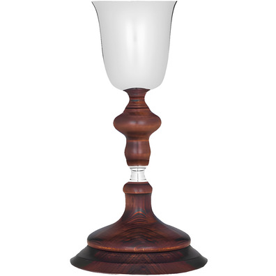 Silver goblet with knot and wooden base