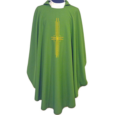 Chasuble with embroidered Cross | Four liturgical colors green