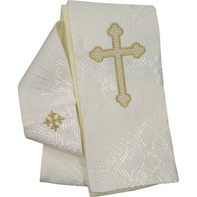 Chasuble and stole in damask fabric with golden embroidery beige