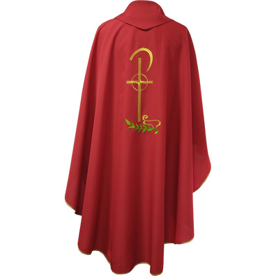 Embroidered Catholic priest chasuble red