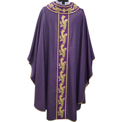 Wool, Polyester and Viscose Catholic Church Chasuble purple