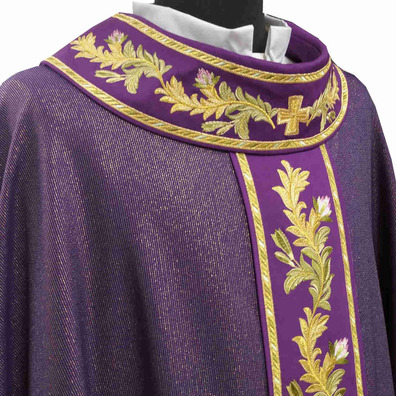 Wool, Polyester and Viscose Catholic Church Chasuble purple