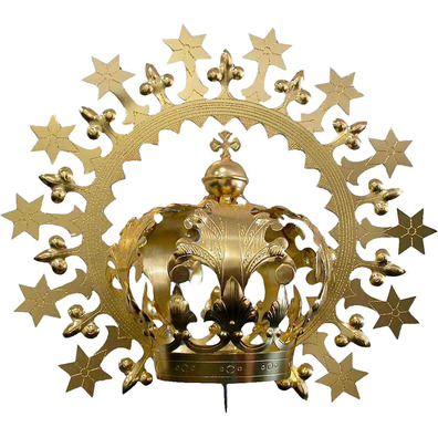 Imperial crown with halo of stars and lily flowers