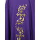 Catholic priest chasuble with gold-colored Crosses embroidery purple