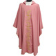 Catholic priest chasuble with gold-colored Crosses embroidery pink