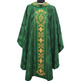 Chasuble and stole in damask fabric with golden embroidery green