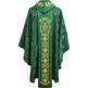 Chasuble and stole in damask fabric with golden embroidery green