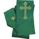 Chasuble and stole in damask fabric with golden embroidery green