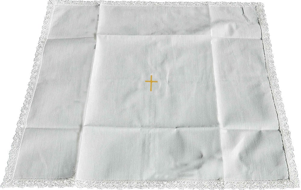 White Corporal With Embroidered Cross Altar Cloth For Sale